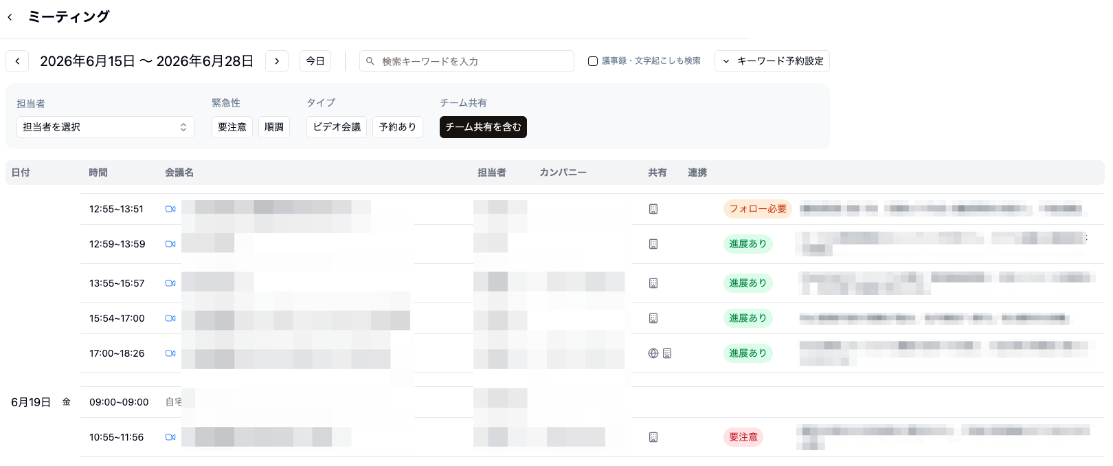 ミーティング一覧に「一行サマリー」を表示させる 画像1